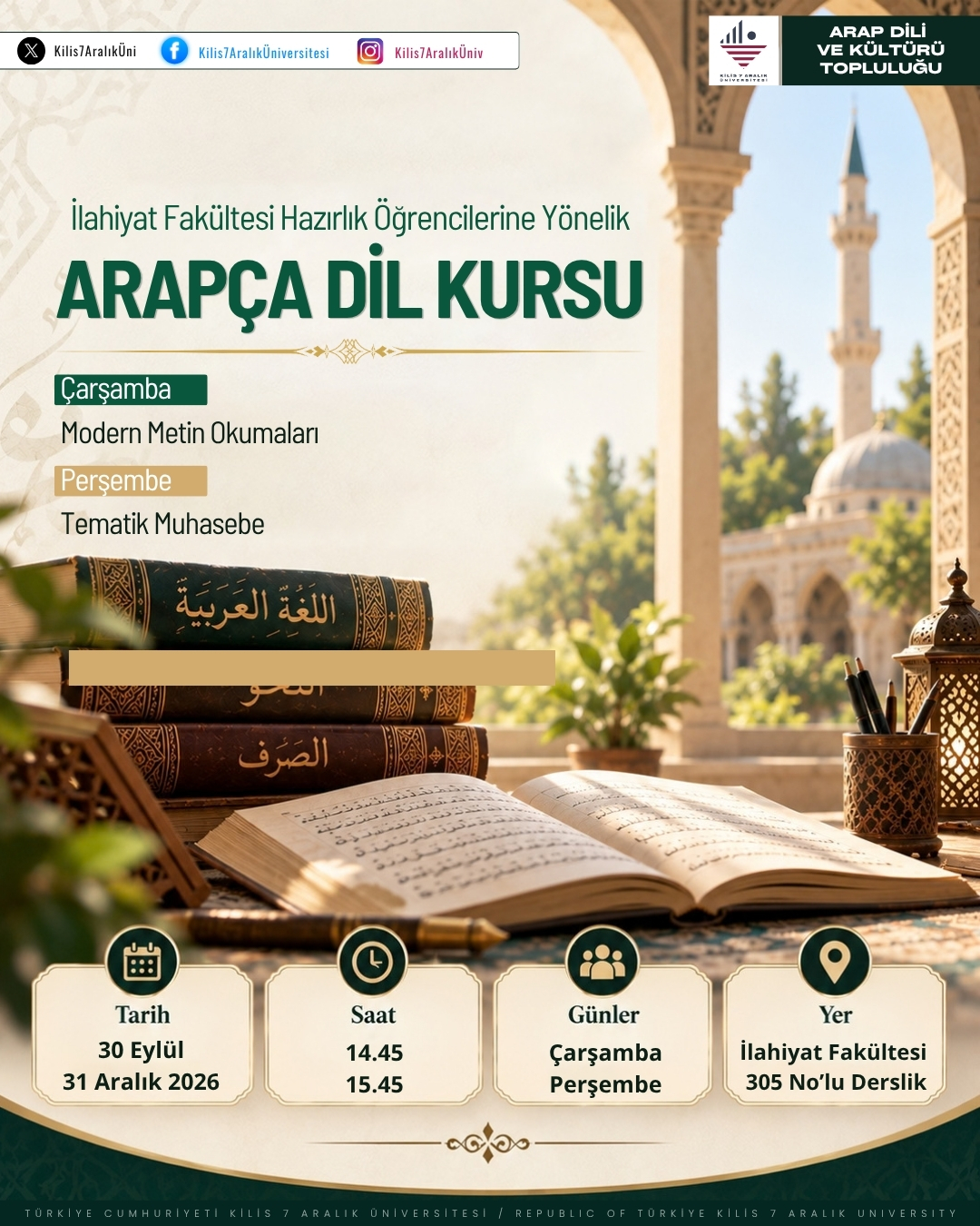 Hazırlık Öğrencilerimize Yönelik Arapça Dil Kursu Başlıyor